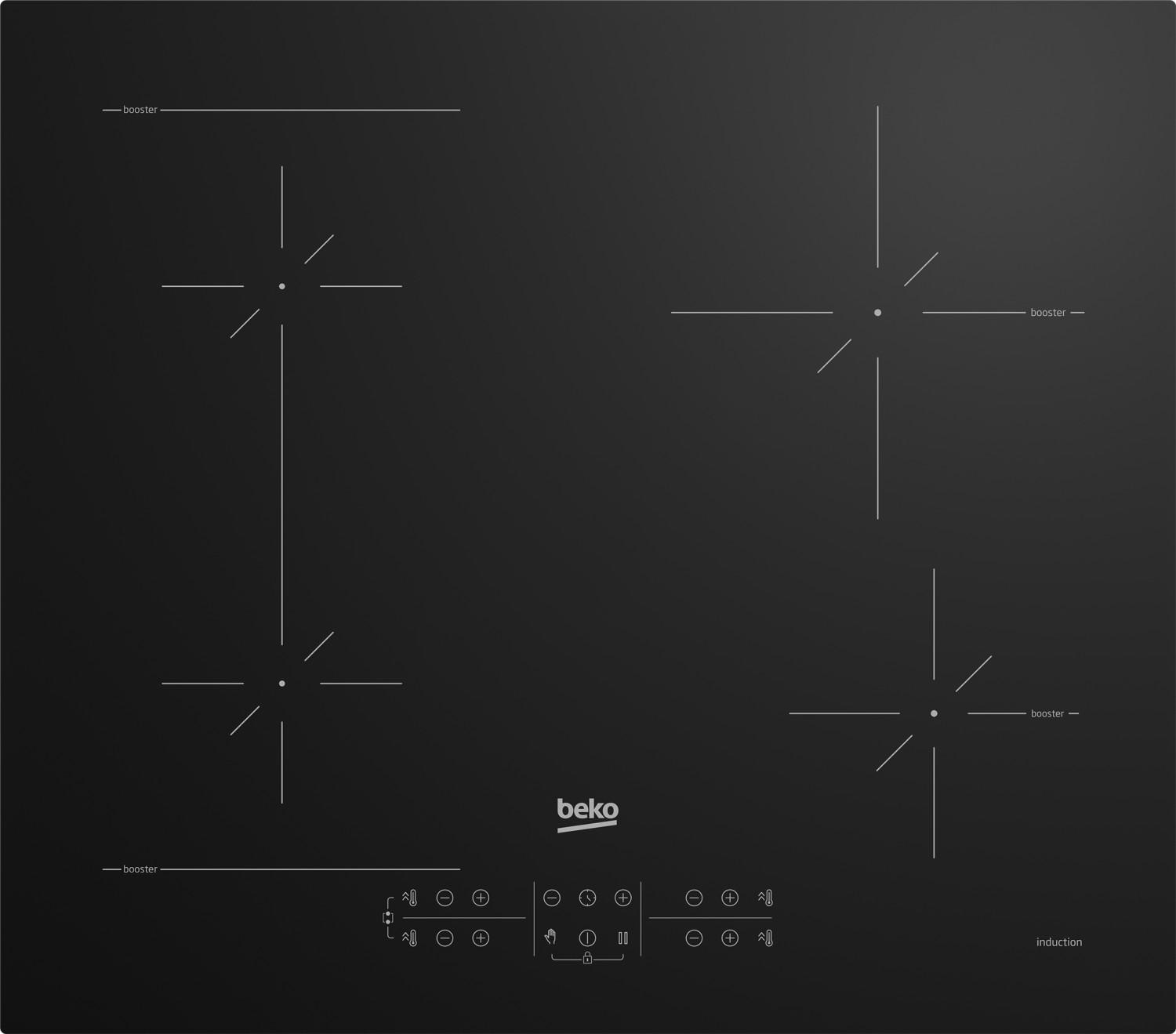 Beko HII64200SFMT Kochfeld Schwarz Integriert 59 cm Induktionskochfeld 4 Kochfeld(er)