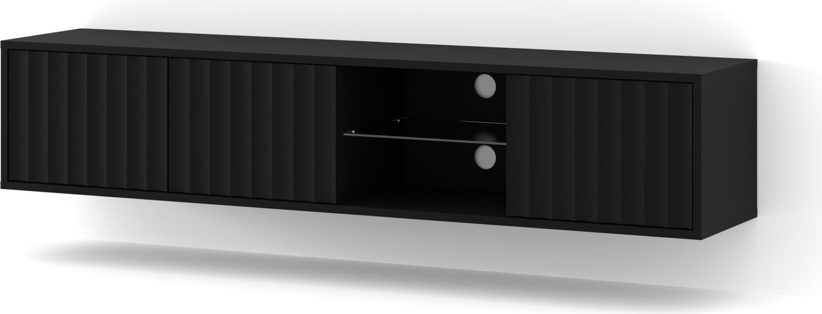 Sonstige TV-Schrank VINA 156 cm SCHWRAZ MATT Hängeschrank mit gefrästen Fronten VINA_TV_STAND_156_BLACK_MAT