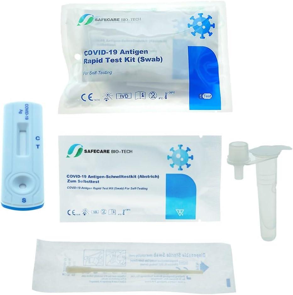 Safecare Biotech 80x Safecare 1er Haltbarkeit 31/02/2026 BIO-TECH COVID-19 & Antigen Schnelltest Rapid Nasal Test | CE 2934 |Laientest Selbsttest Corona + BLT Desinfe
