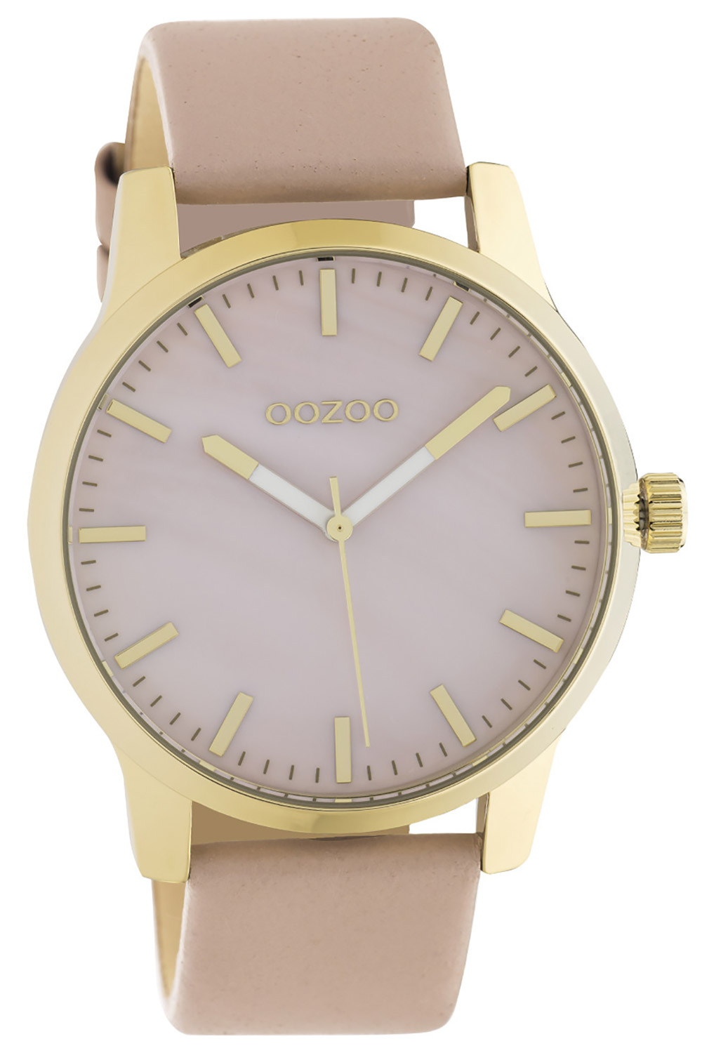 Oozoo C10727 Dámske hodinky s koženým remienkom staroružové/zlaté 42 mm