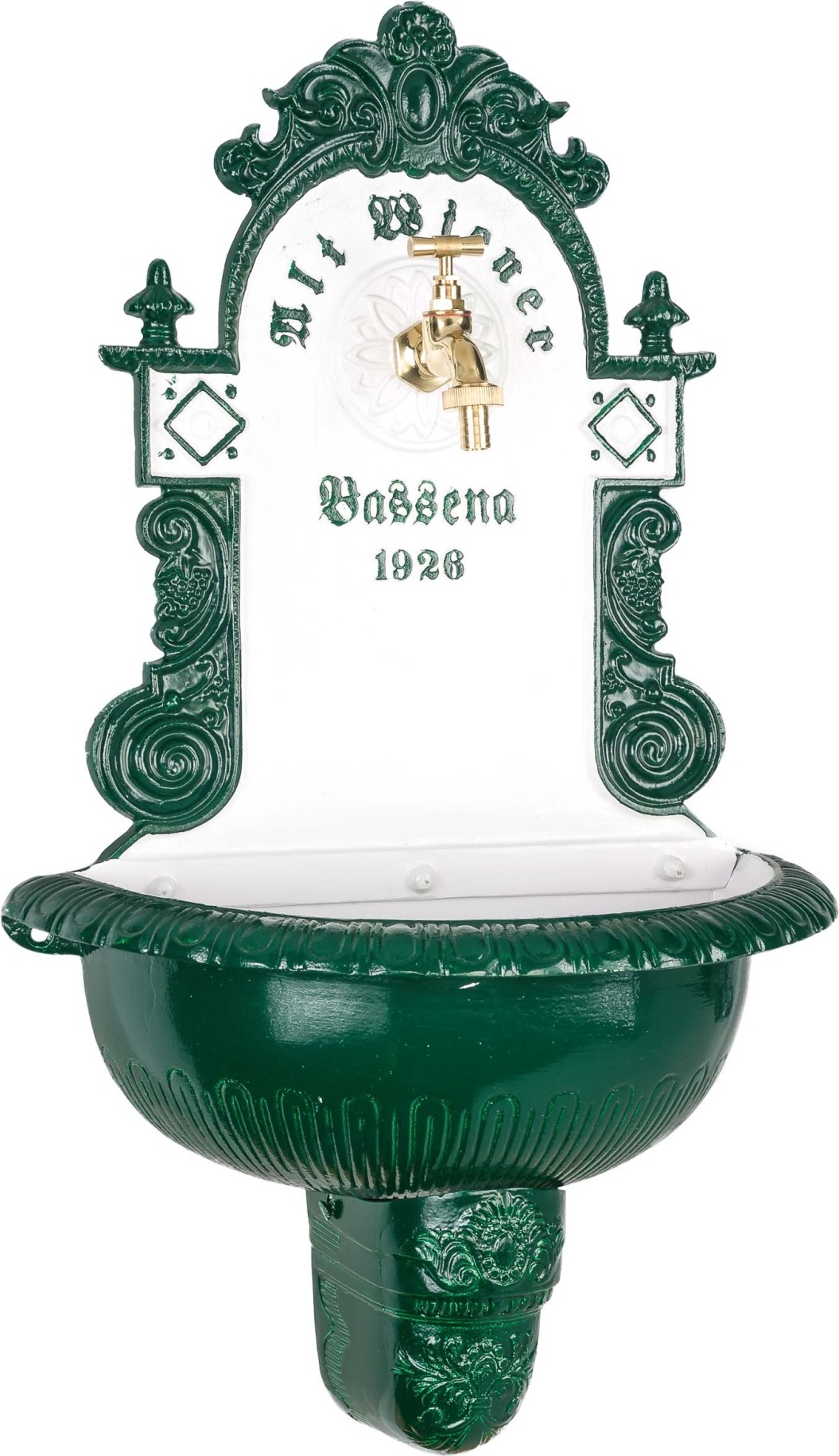 Aubaho Brunnen Wandbrunnen 71,5cm Aluminium Waschbecken im Antikstil fountain garden