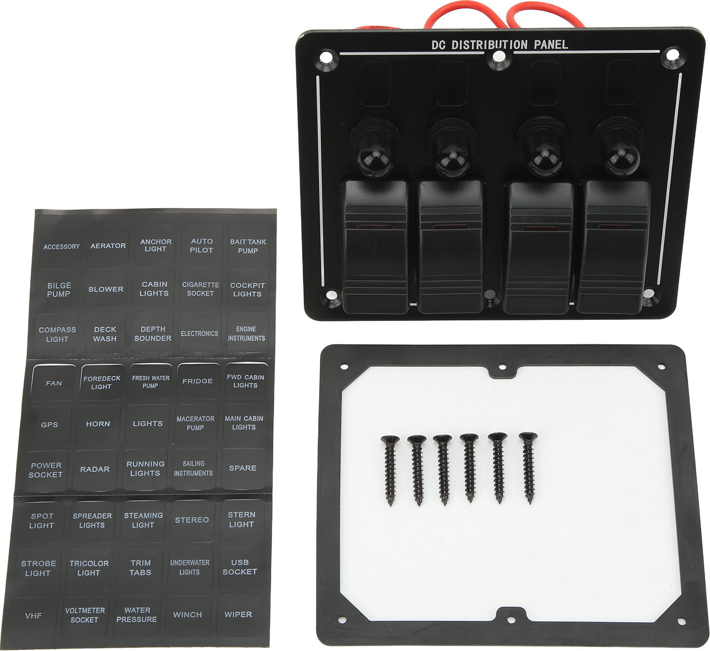 Cocosity 4-Gang-Wippschalter-Paneel,Wippschalter-Paneel,Kippschalter-Paneel,ON-Off-Kippschalter,Schiff-Yacht-Kombi-Paneel,Marine-Schalter-Paneel