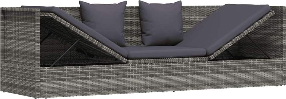 vidaXL Záhradná rozkladacia pohovka 200x60 cm Poly ratan sivá