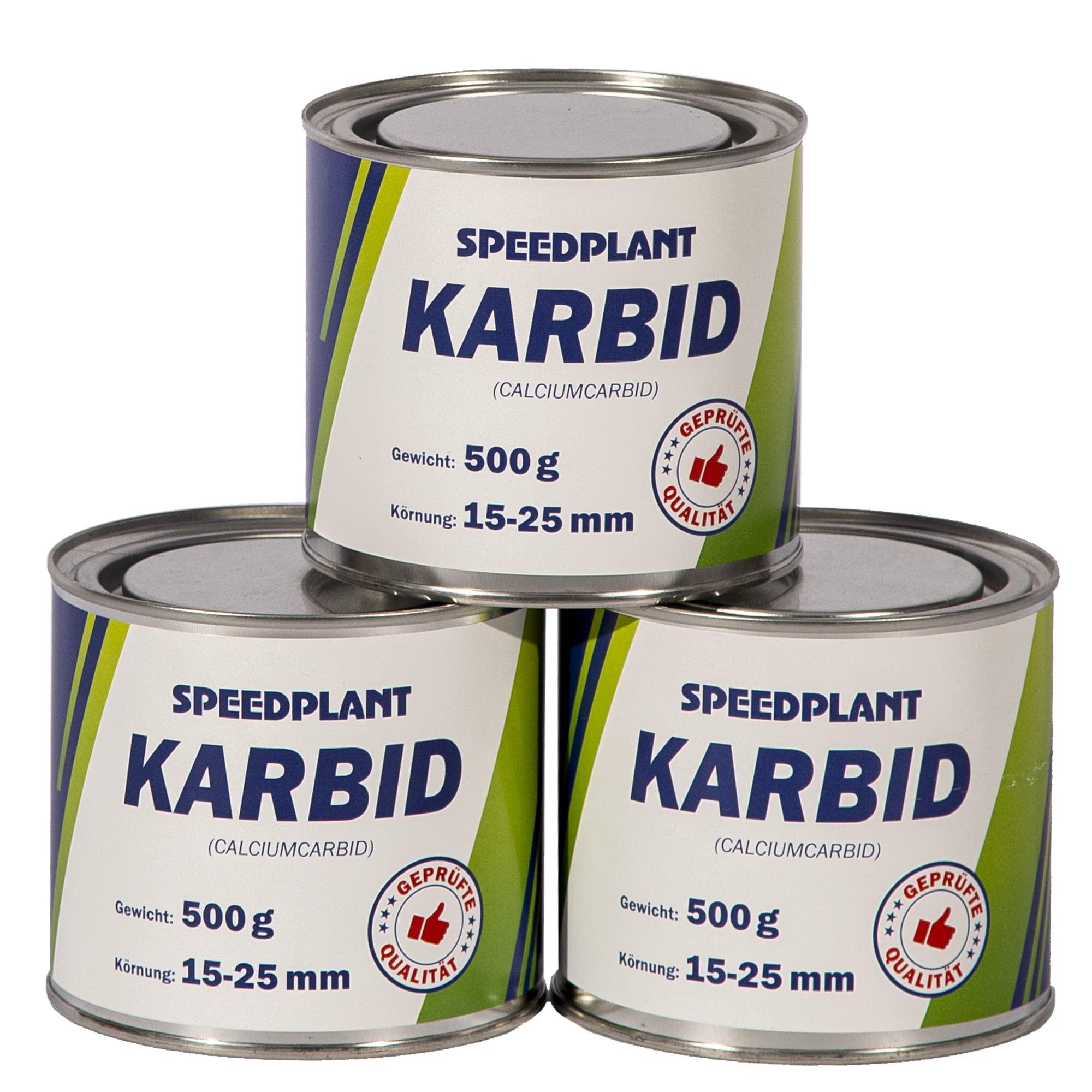 SPEEDPLANT Karbid 1,5 kg (3X 500g) - Carbid Kabit Kabitt karbitt Karbit Karbid Große Feste Steine Körnung 15-25mm - 3 Dosen