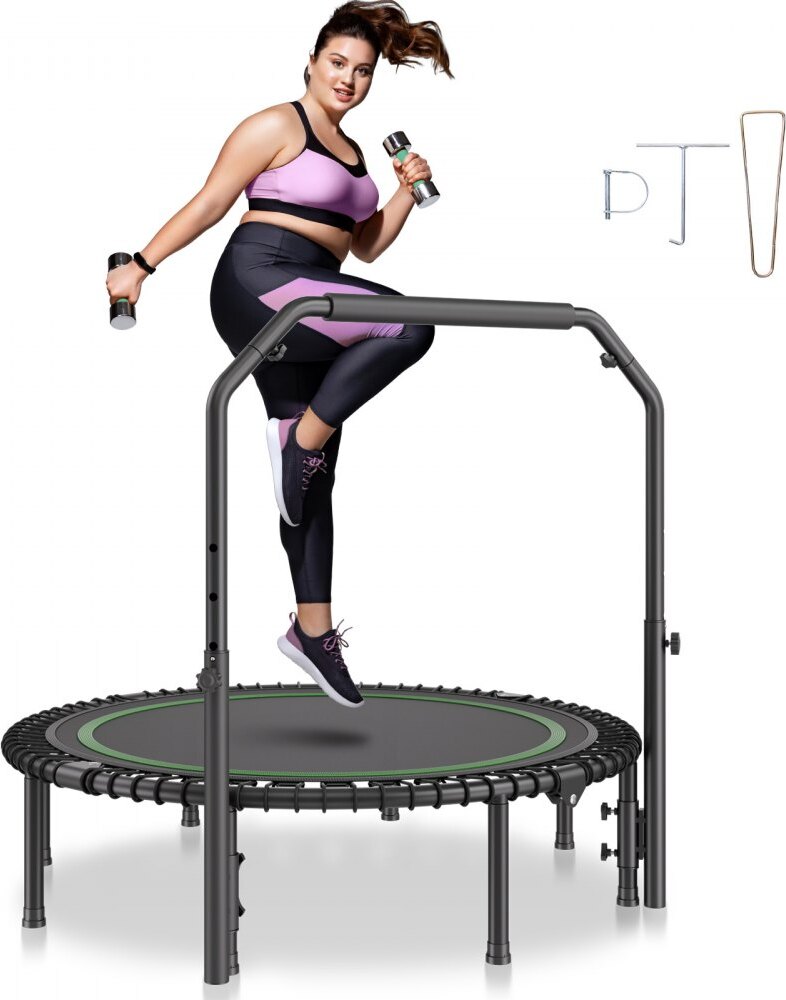 Skladacia mini fitness trampolína pre dospelých - Tréningový odrazový mostík s rukoväťou - Ideálny tréning doma - Skladacia a priestorovo úsporná