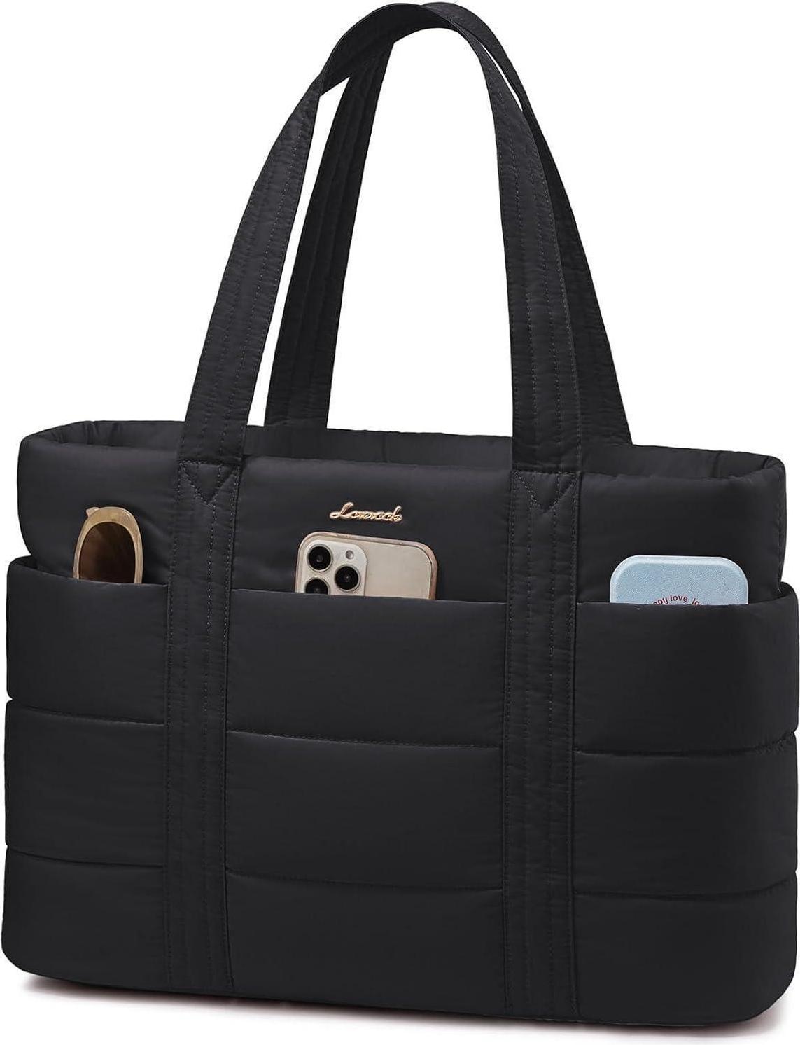 Sonstige LOVEVOOK Damen Laptoptasche Tote Bag Puffer Handtasche - Groß mit 13 Taschen, für Uni Business Schule