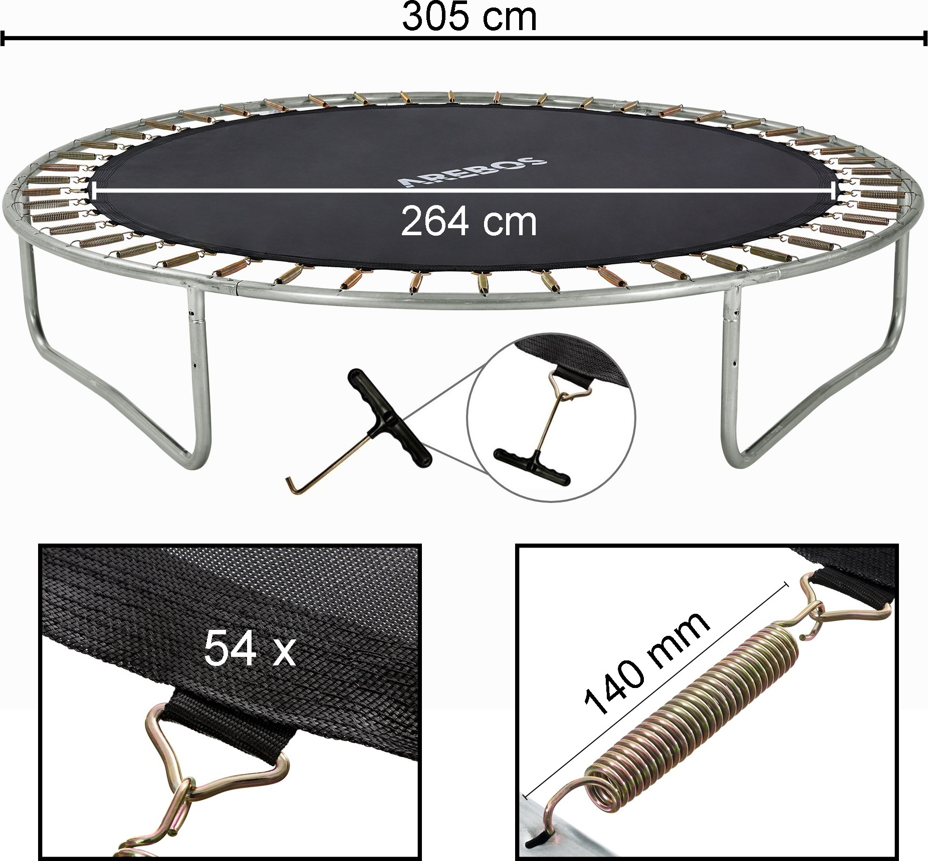 Lot de 6 ressorts de rechange pour trampoline 10 cm
