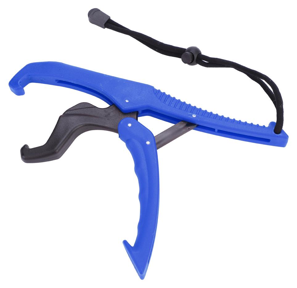 Gistuch Angelgreifer-Ausrüstungswerkzeug, ABS-Griff, Tackle-Halter, Fischklemme mit verstellbarem Seil (blau, S)