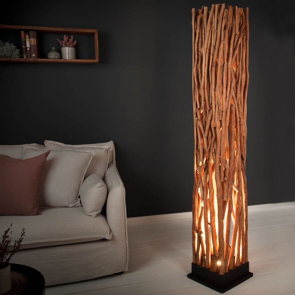 cagü: Design Stehlampe PALU aus Longan-Holz handgefertigt mit LED Beleuchtung 173cm Höhe 3499-0323