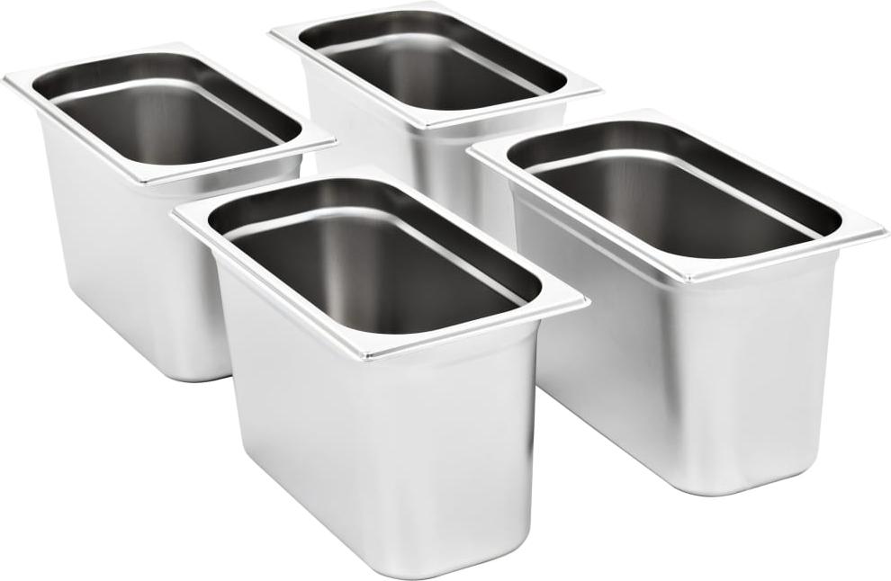 vidaXL Gastronormbehälter 4 Stk. GN 1/3 200 mm Edelstahl 50897