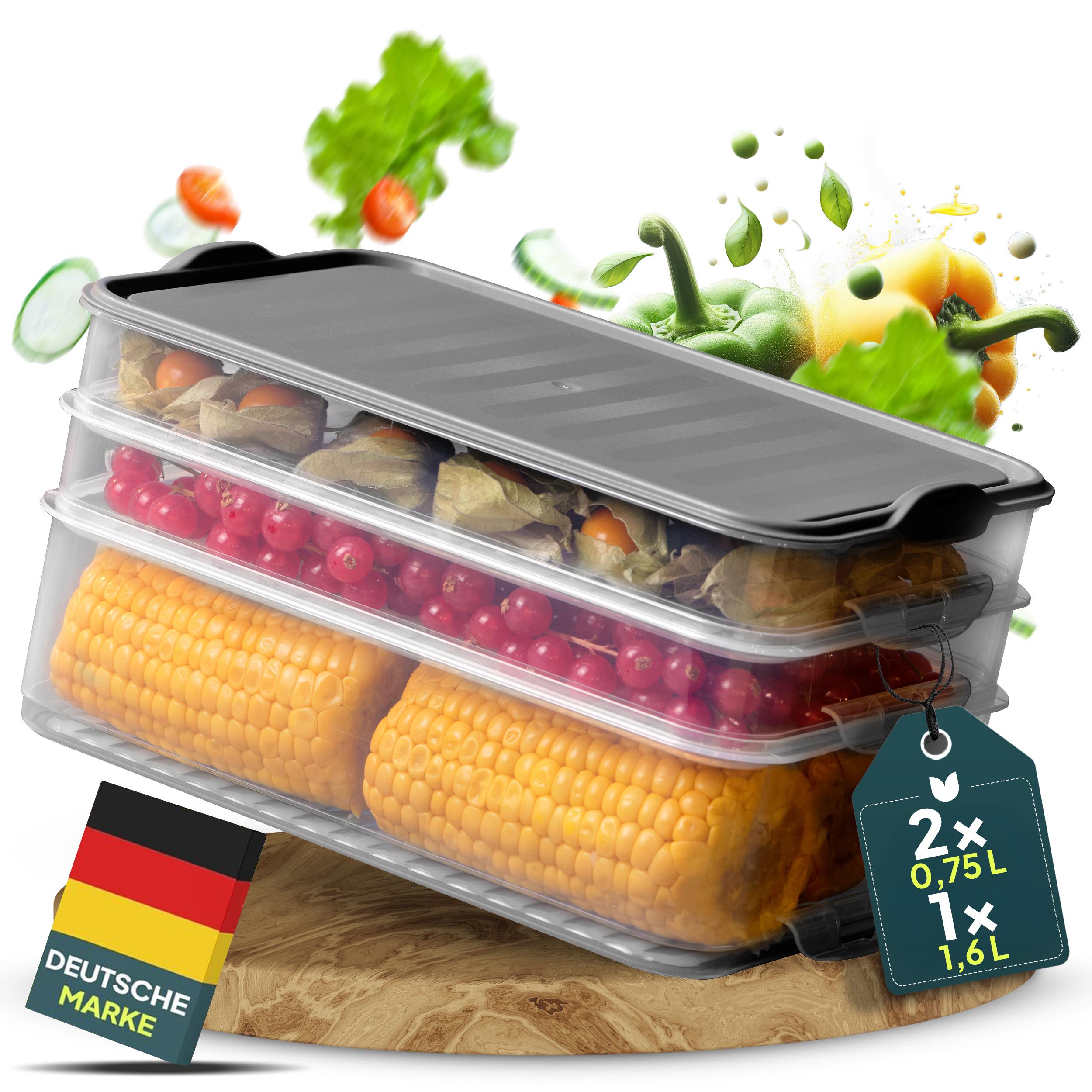 uandu GmbH uandu Aufschnittboxen für Kühlschrank, Wurst Aufbewahrung, Aufschnittbox Stapelbar, Kühlschrank Organizer, Aufschnittdosen, Aufbewahrungsbox für Wurst