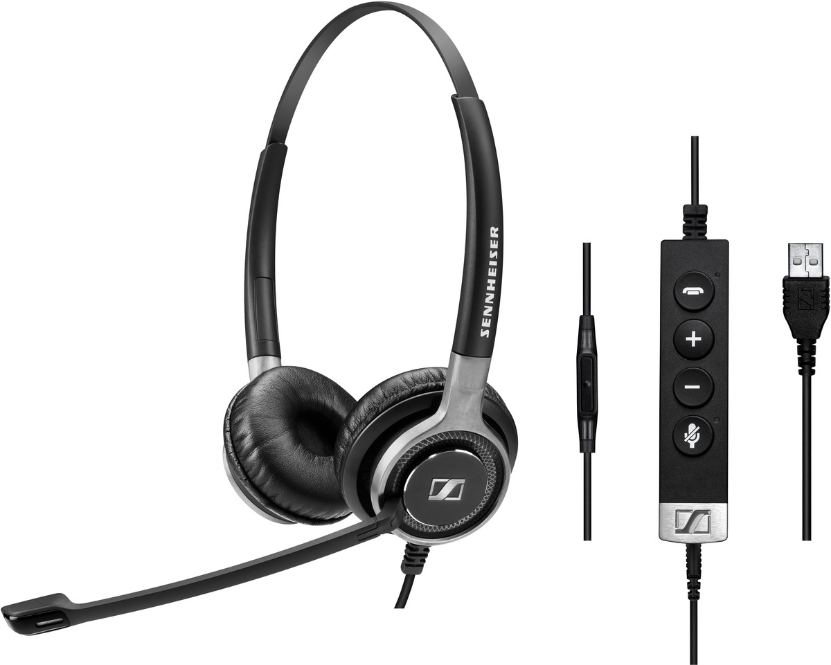 Sennheiser SC 665 USB - slúchadlá - čelenka - kancelária/centrum - čierna - sivá - binaurálne - kábel Sennheiser