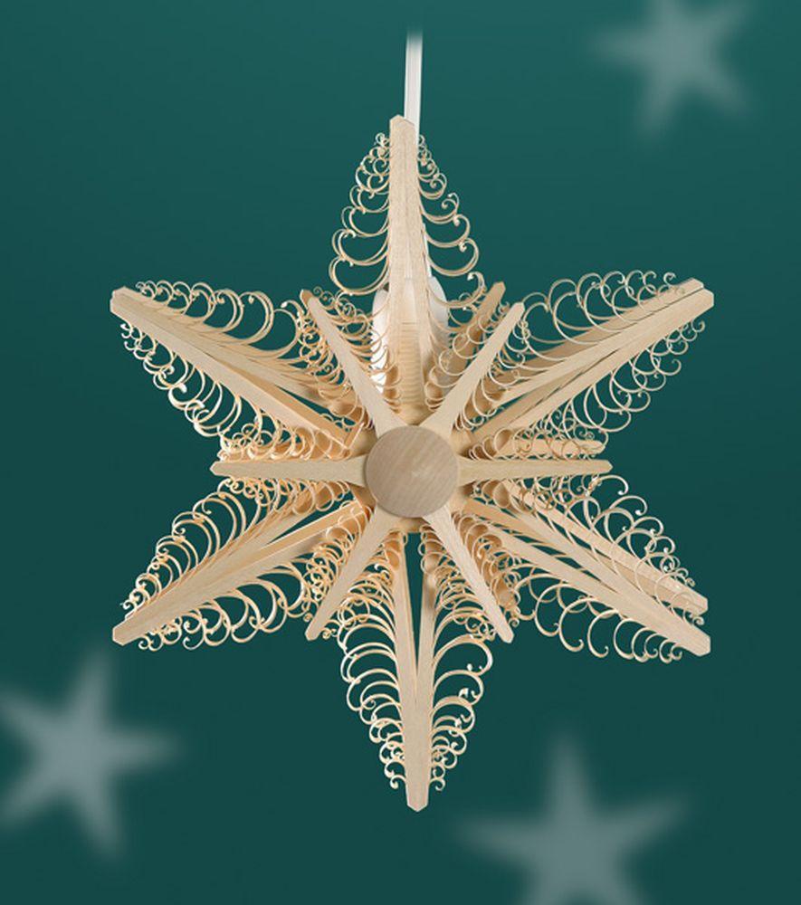 Herstellung von Baum- & Fensterschmuck Martina Rudolph Fensterschmuck Spanstern doppelt el. Beleuchtet Mitte mit Stern BxHxT=24x24x9cm NEU 209