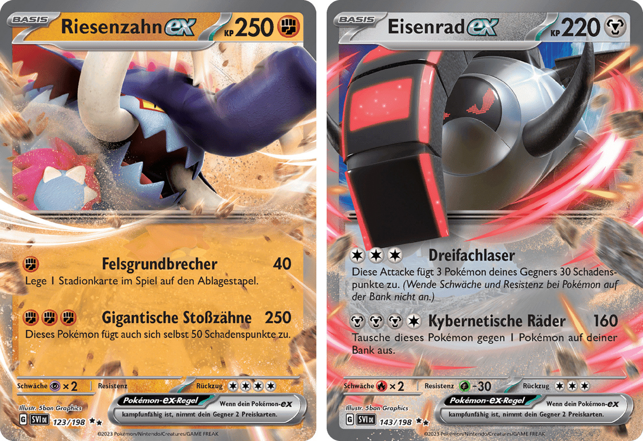The Pokemon Company Riesenzahn ex Doppelstern & Eisenrad ex Doppelstern SET Karmesin & Purpur 123;143/198 Sammelkarten Pokemon Einzelkarten