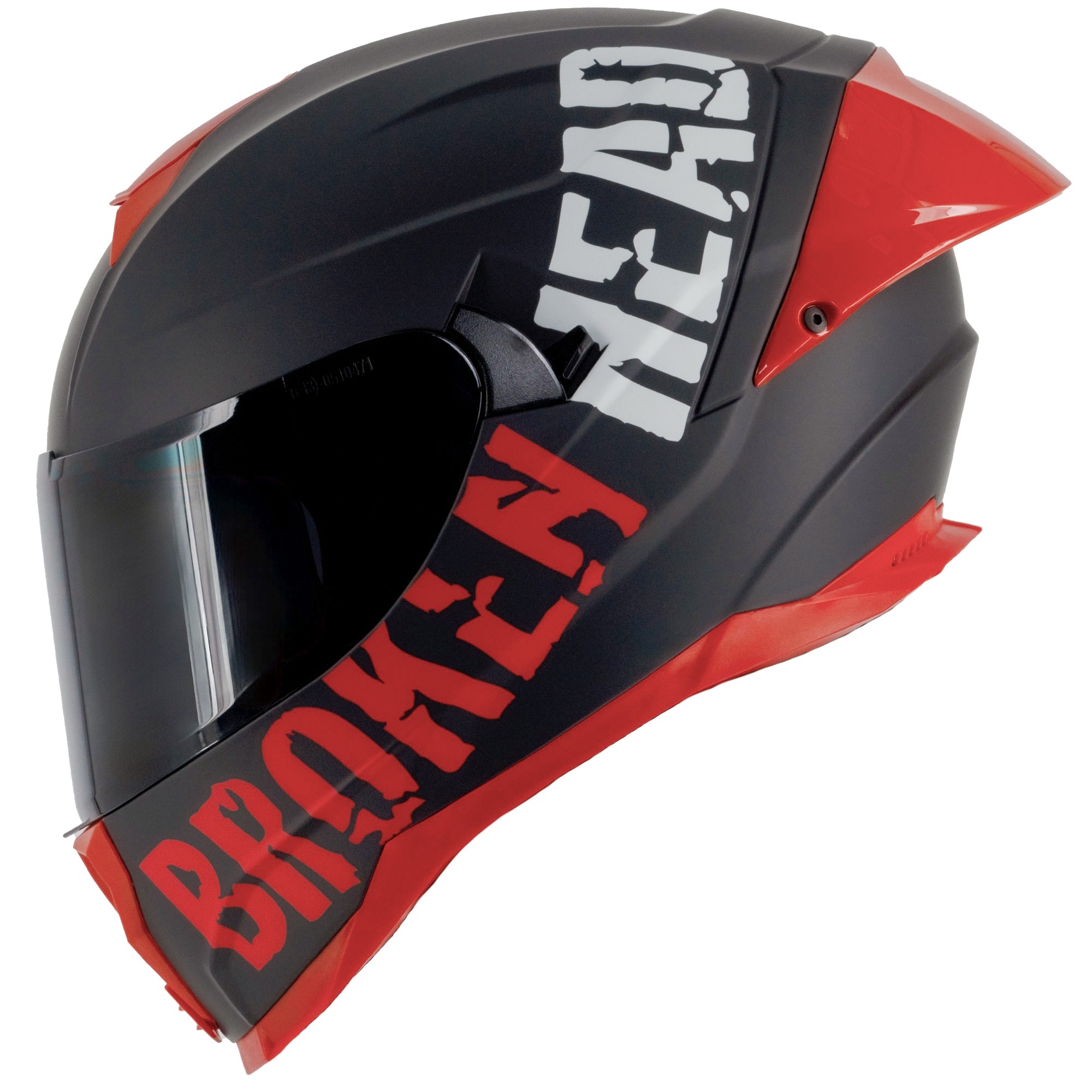 Broken Head Integralhelm BeProud Pro Sport Rot Sonnenblende + Schwarzes Visier : Spoiler rot XS (53-54 cm) Spoiler: Spoiler rot Größe: XS (53-54 cm)