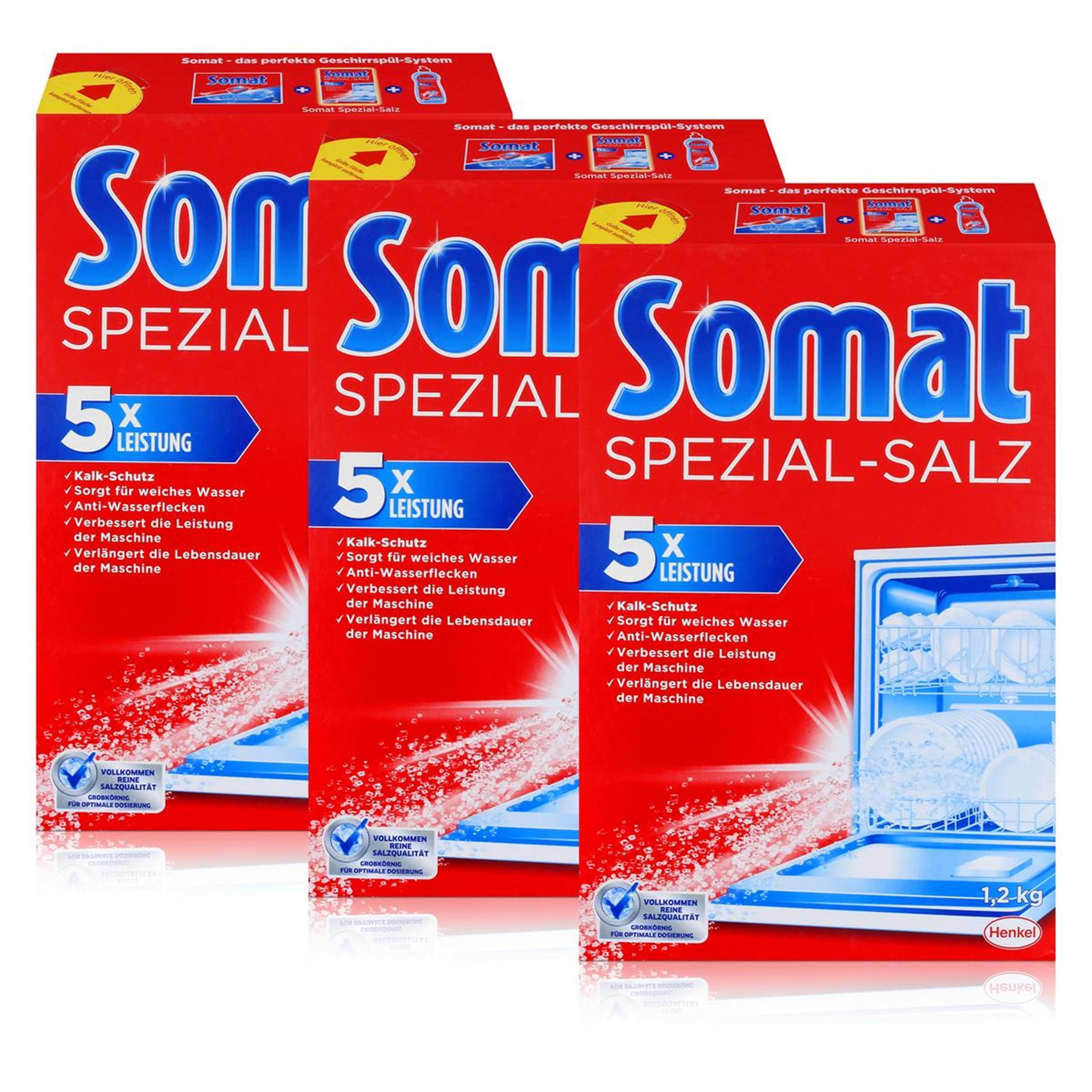Henkel Somat Spülmaschinen Spezial-Salz 1,2kg - Anti-Wasserflecken (3er Pack)