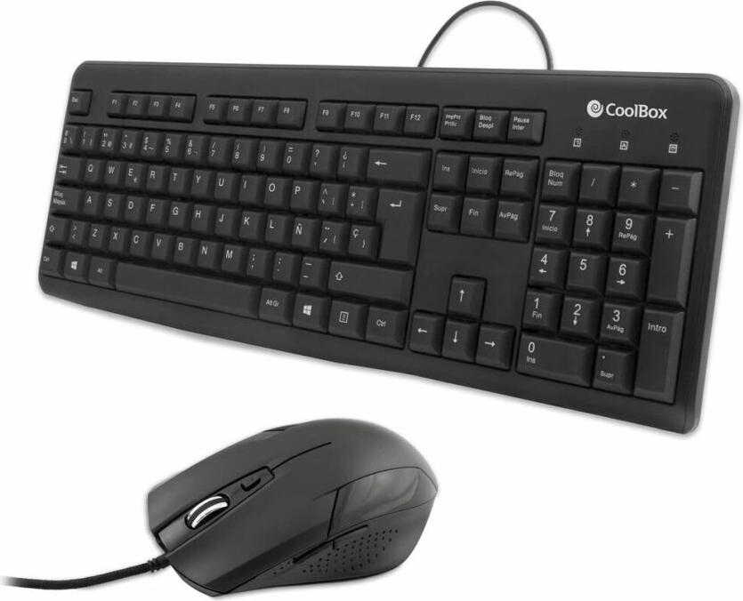 Tastatur mit Maus CoolBox COO-KTR-01U Schwarz Qwerty Spanisch