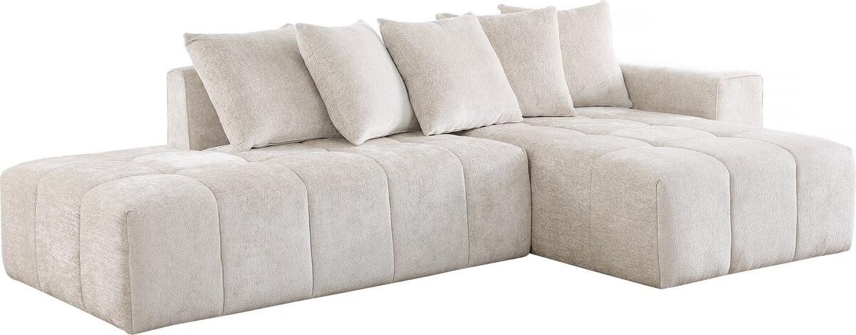 Palozi Sofa Ecksofa Haussmann" aus Chenille-Stoff "Haussmann" 3-Sitzer - Beige