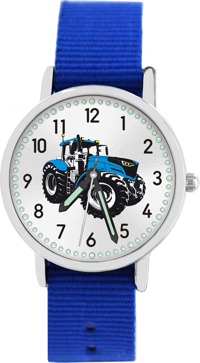Pacific Time Kinder Armbanduhr Jungen Trecker Traktor blau Kinderuhr wasserdicht royal blau 87610