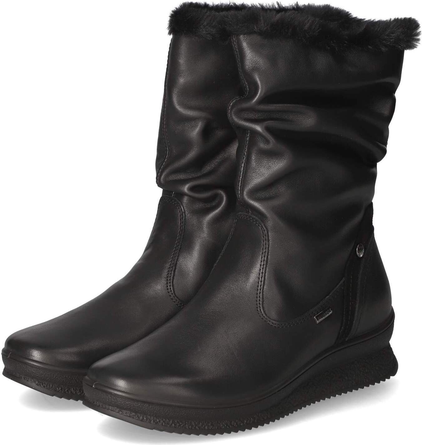 Beliana Damen Winterstiefeletten Schwarz Glattleder Größe: 40