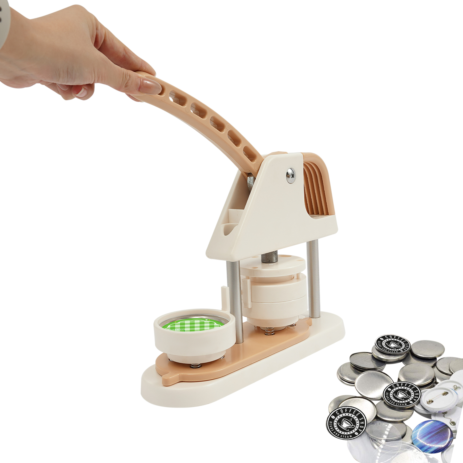 GreatDEshop2021 Knopfmaschine, Knopfdruckmaschine, Knopfherstellung für DIY-Knopfabzeichen YSXKOZ-000100-WL