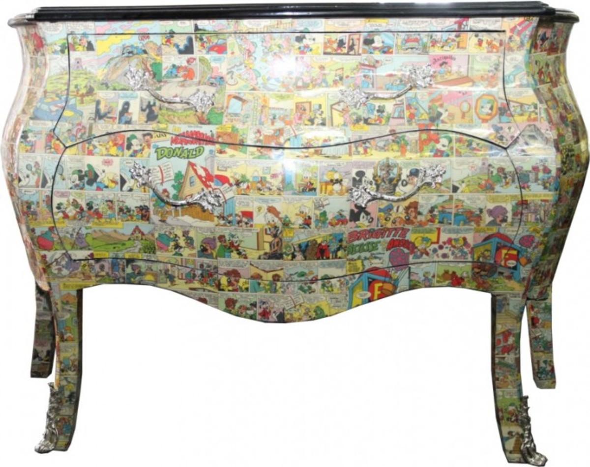 Casa Padrino Barock Kommode Comic aus Massivholz, handgearbeitet, Höhe 85 cm, Breite 120 cm, Tiefe 52 cm