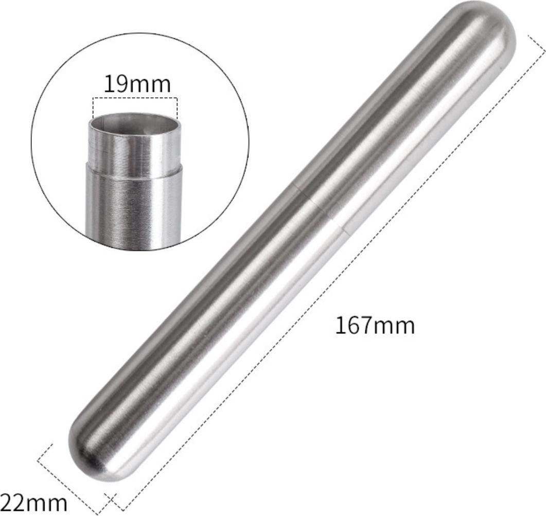 INF Edelstahl Zigarrenetui Einzeln 167x22mm - Tragbarer Reise Zigarrenkoffer 410380
