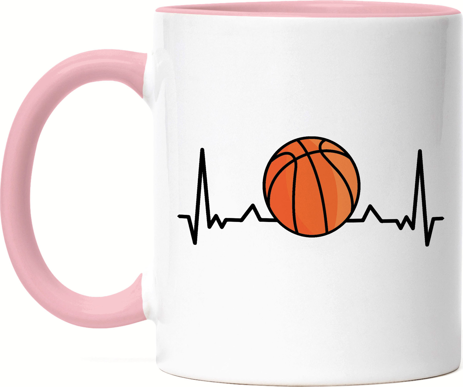 Hey!Print Basketball Tasse Rosa Leben Mannschaft Spieler Teamsport Korb Basket Ballsport Jersey Team Herzschlag Herz HP-1796-T-Rosa