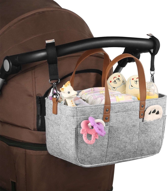 qiangzhipow Wickeltaschen, Handtasche für Babywindeln, Babywindeltasche für Kinderwagen, Aufbewahrungstasche für Sonstige, Kinderwagentasche, Hellgrau