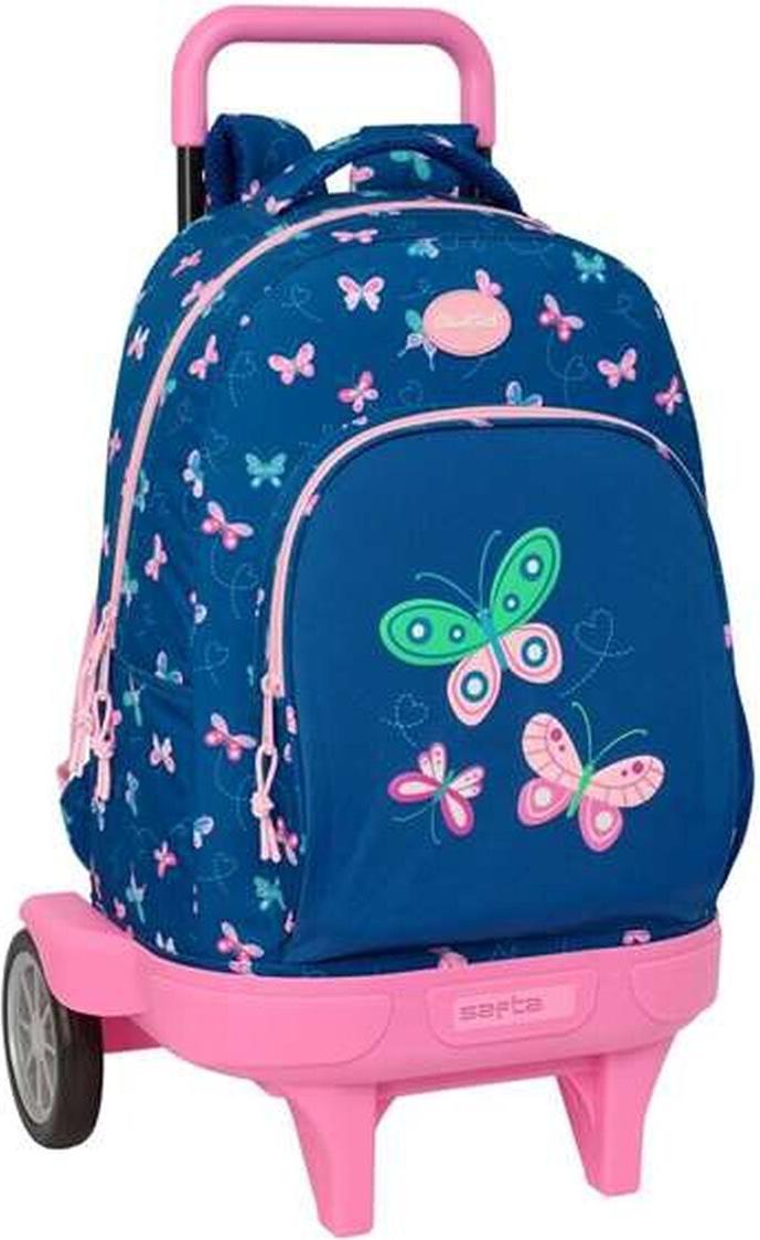 BlackFit8 Mariposas Viacfarebná školská taška na kolieskach 33 x 45 x 22 cm Motýli