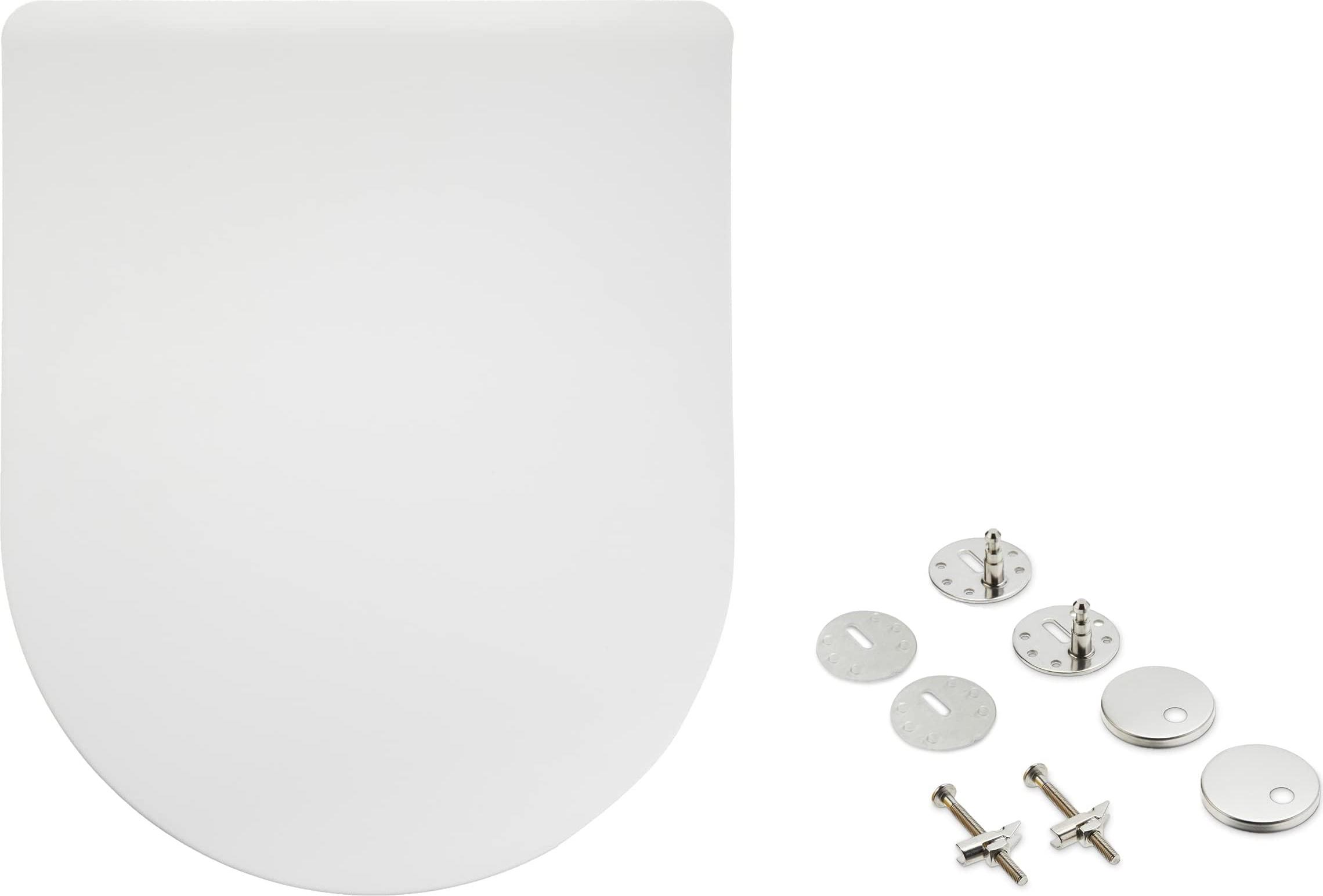 Amazon Basics D-förmig WC-Sitz in D-Form aus Urea-Material, matte Oberfläche, 36.5 x 43 cm, Weiß