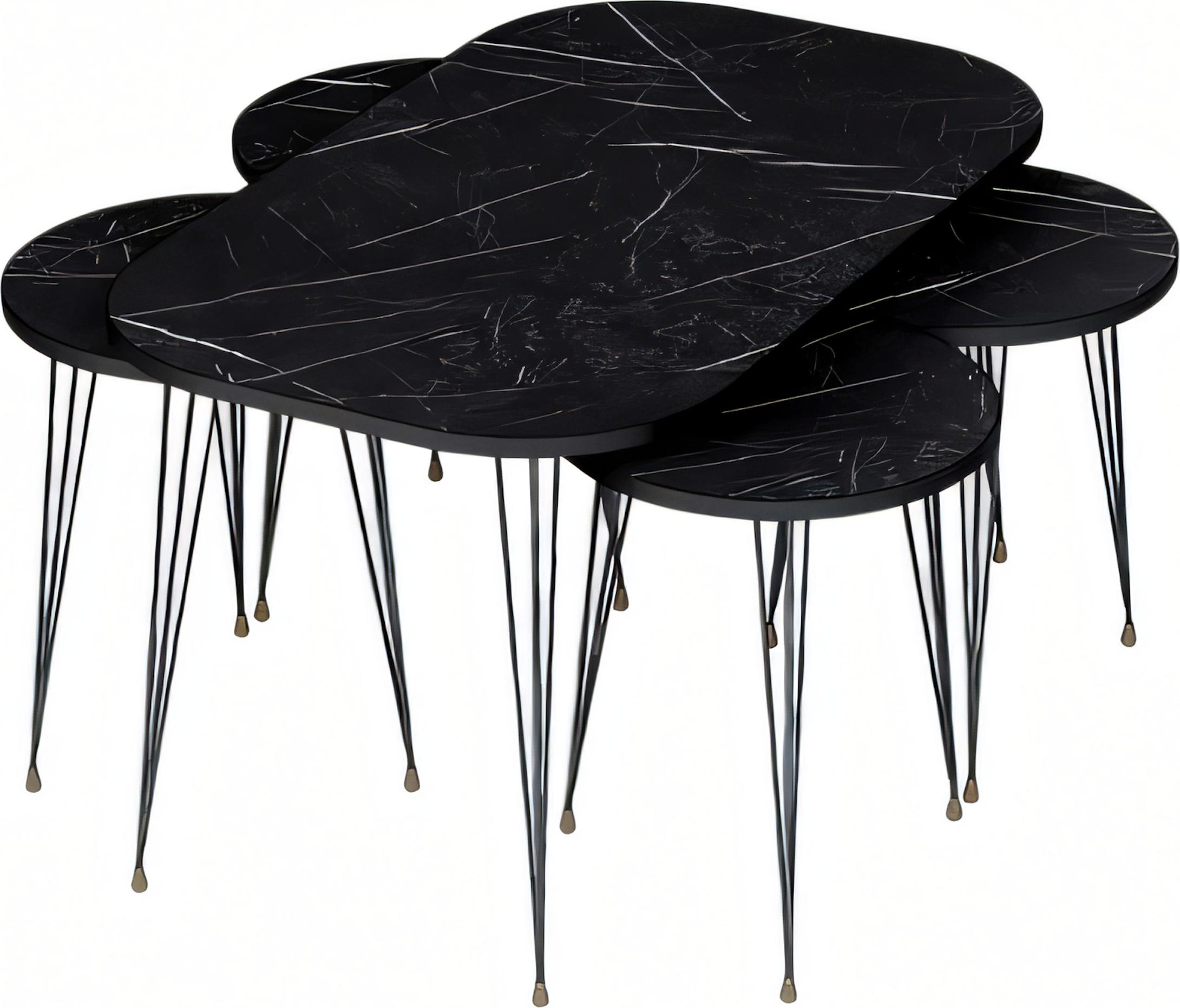 AEA Schwarzer Holz-Couchtisch mit Beistelltischen modern und stilvoll
