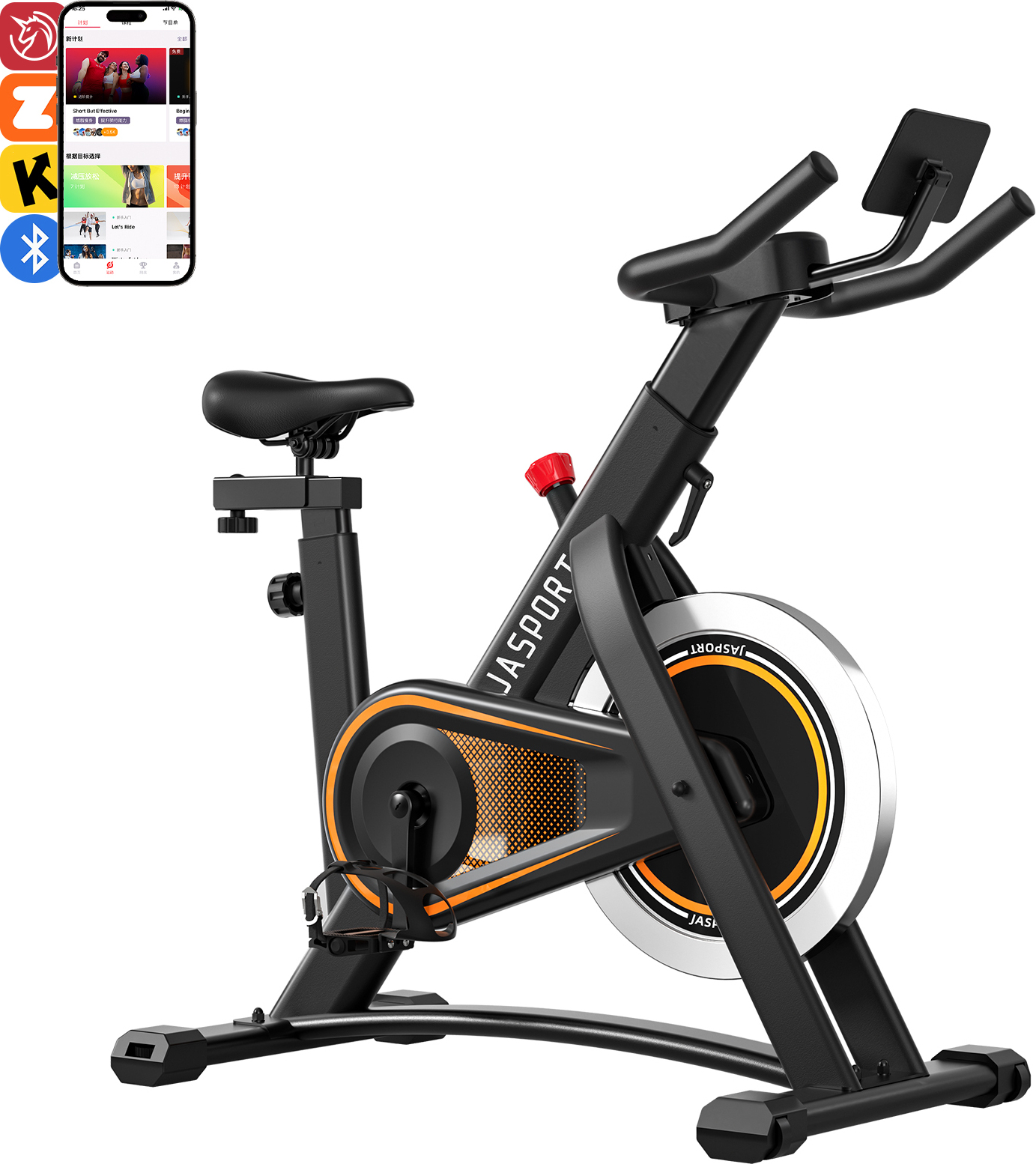 JASPORT A3 ergometer - tichý vnútorný bicykel na vytrvalostný tréning s držiakom na tablet a pohodlným sedadlom, ideálny na tréning v domácnosti