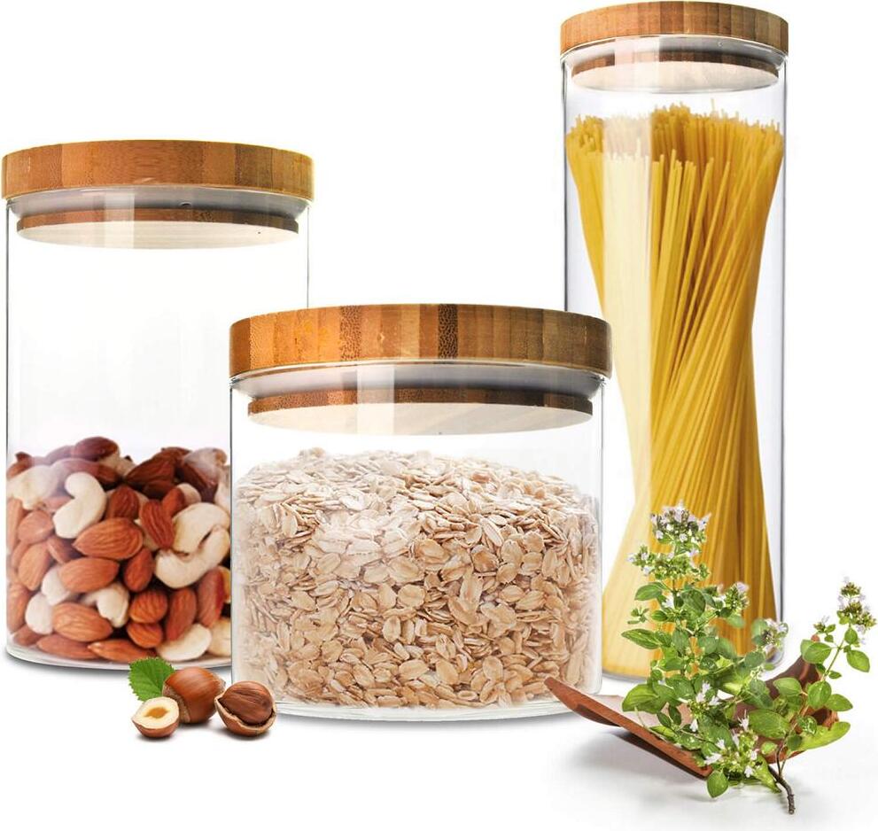 Sendez 3 Vorratsdosen Set mit Deckel Vorratsbehälter Vorratsdose Vorratsglas Vorratsgläser