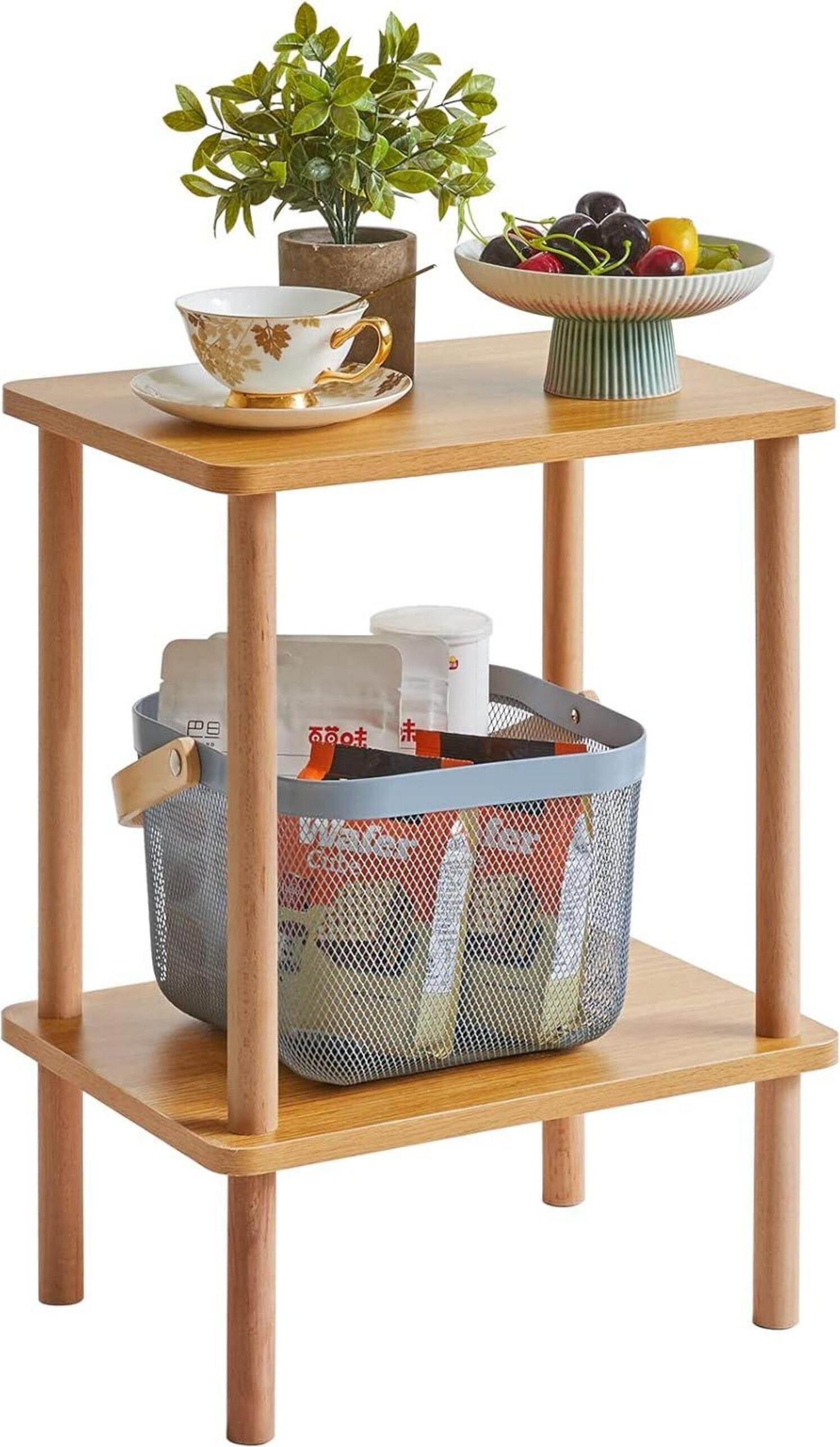 Sonstige IBUYKE Holz Beistelltisch Nachttisch 2 Ebenen Couchtisch Modernes Design 39x29x53cm