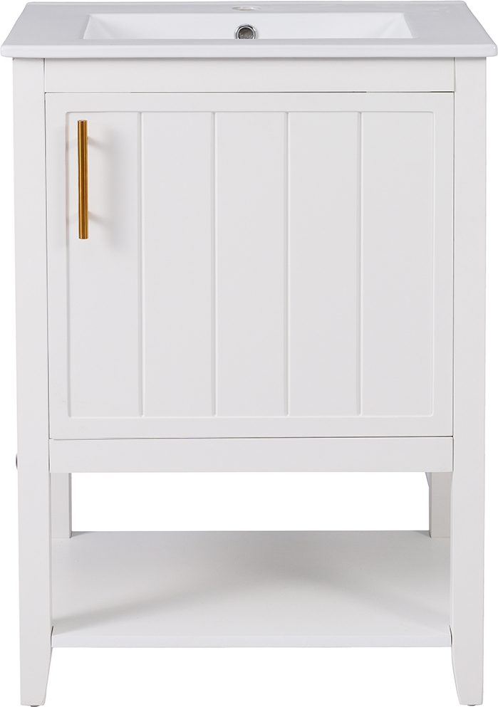 Xdovet Waschbeckenunterschrank mit Keramikwaschbecken und Ablage Einzelwaschtisch Badmöbel 60cm Weiß XDovet526