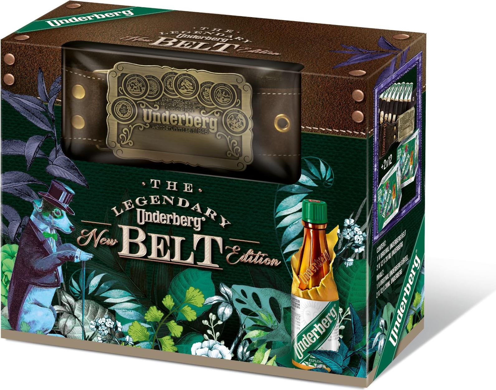 Underberg Adventskalender mit 24 Fläschchen im Ledergurt - Ein besonderes Gesche