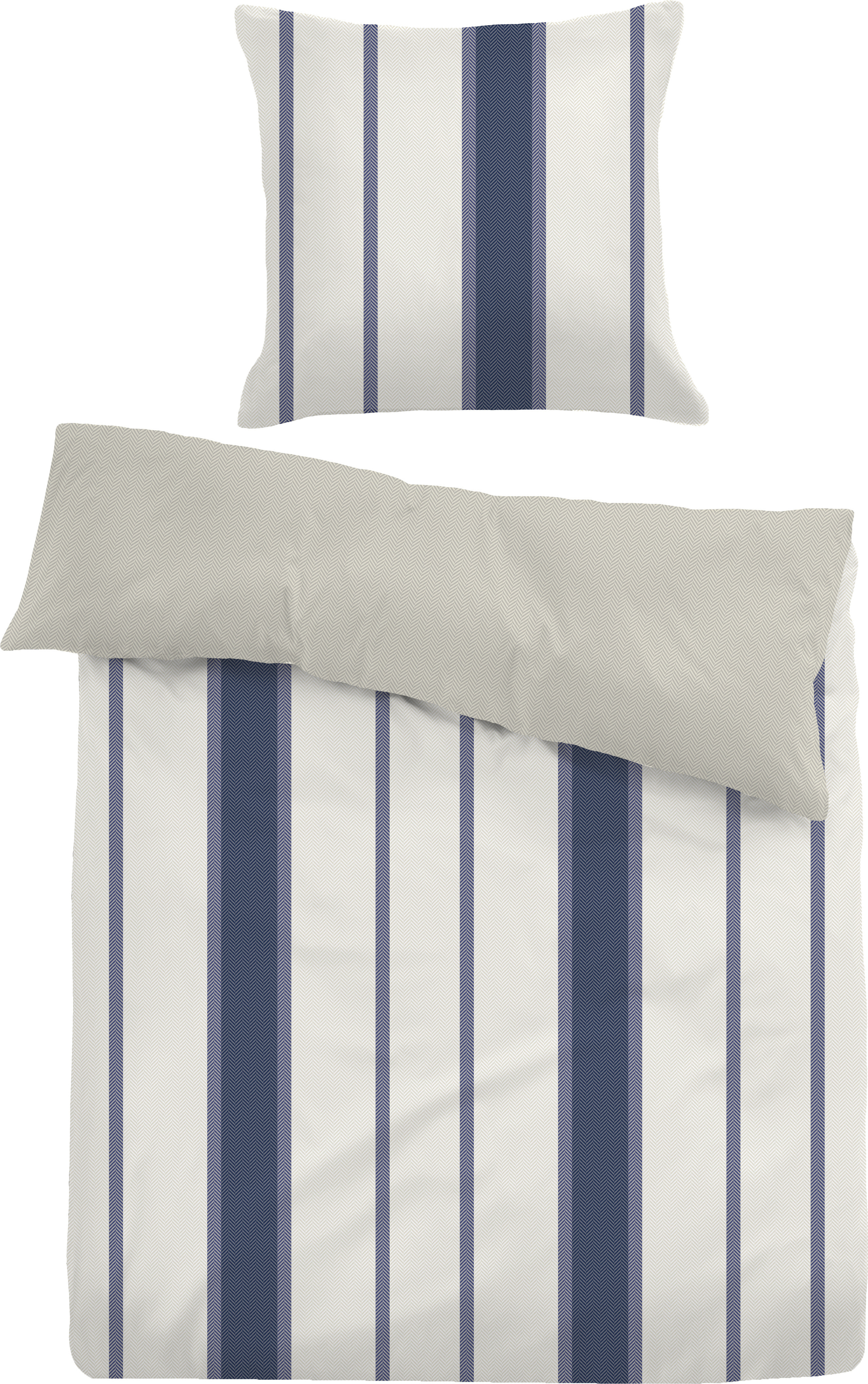 Tom Tailor Flanell Bettwäsche HARPER indigo blue 1x 135x200 cm + 1x 80x80 cm 7709-807-001