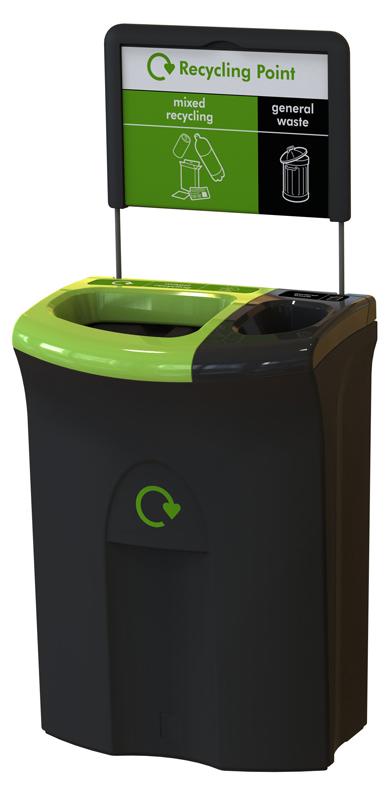 HygieneShopBasics Meridian 110 Liter, Duo Einwurf/Einwurf Schwarz, Grün, Schwarz VB001407