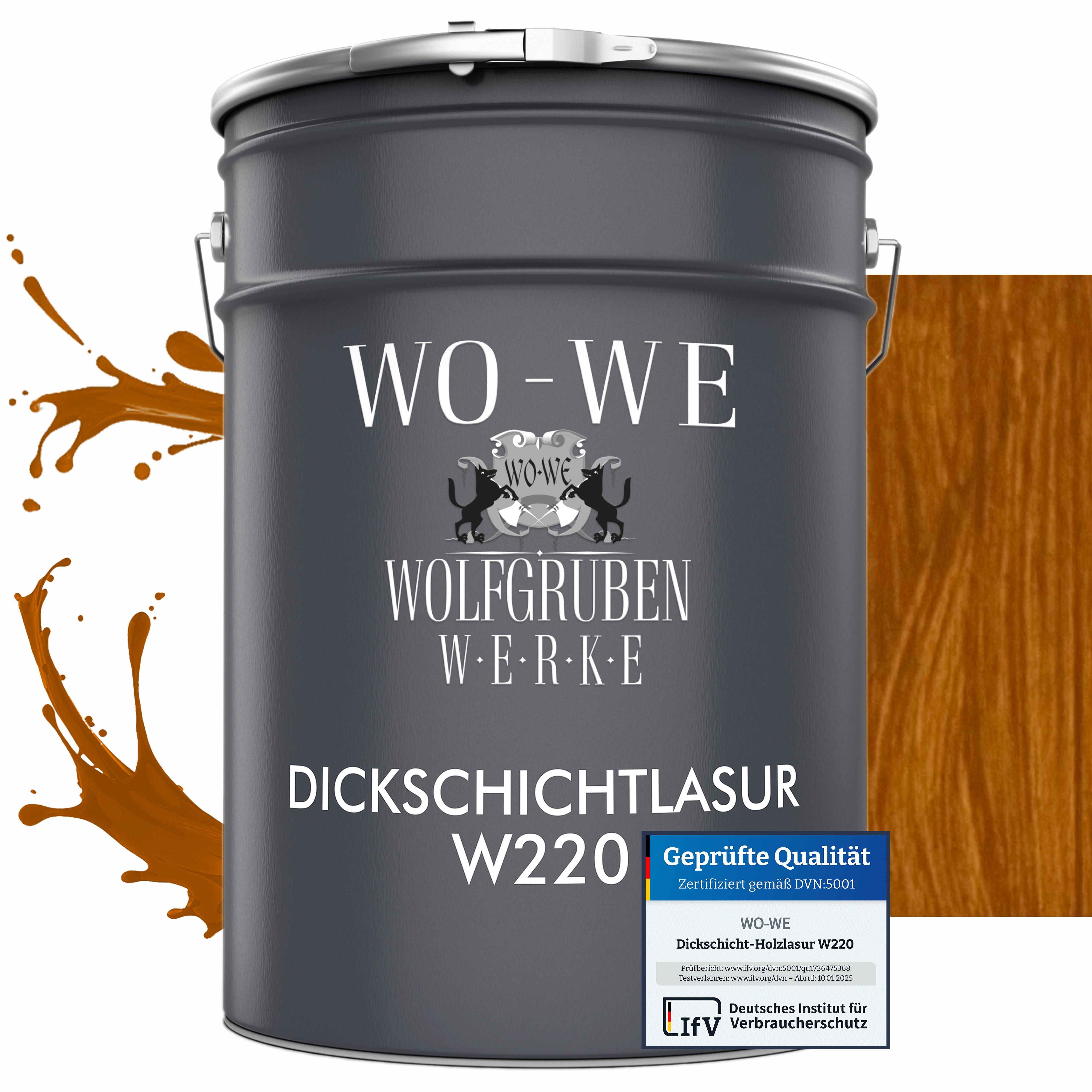 WO-WE Dickschichtlasur 2in1 Holzlasur Holzschutzlasur außen und innen W220 Eiche Hell - 2,5L