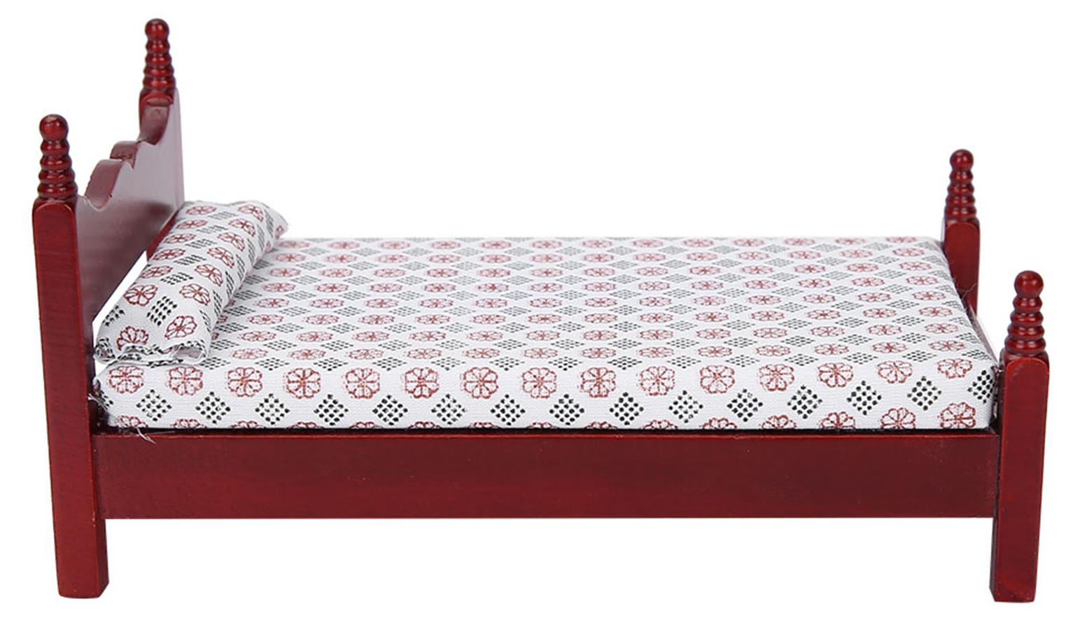 Gistuch 1:12 Puppenhaus Mini Rot Holz Einzelbett Möbelzubehör für Puppen