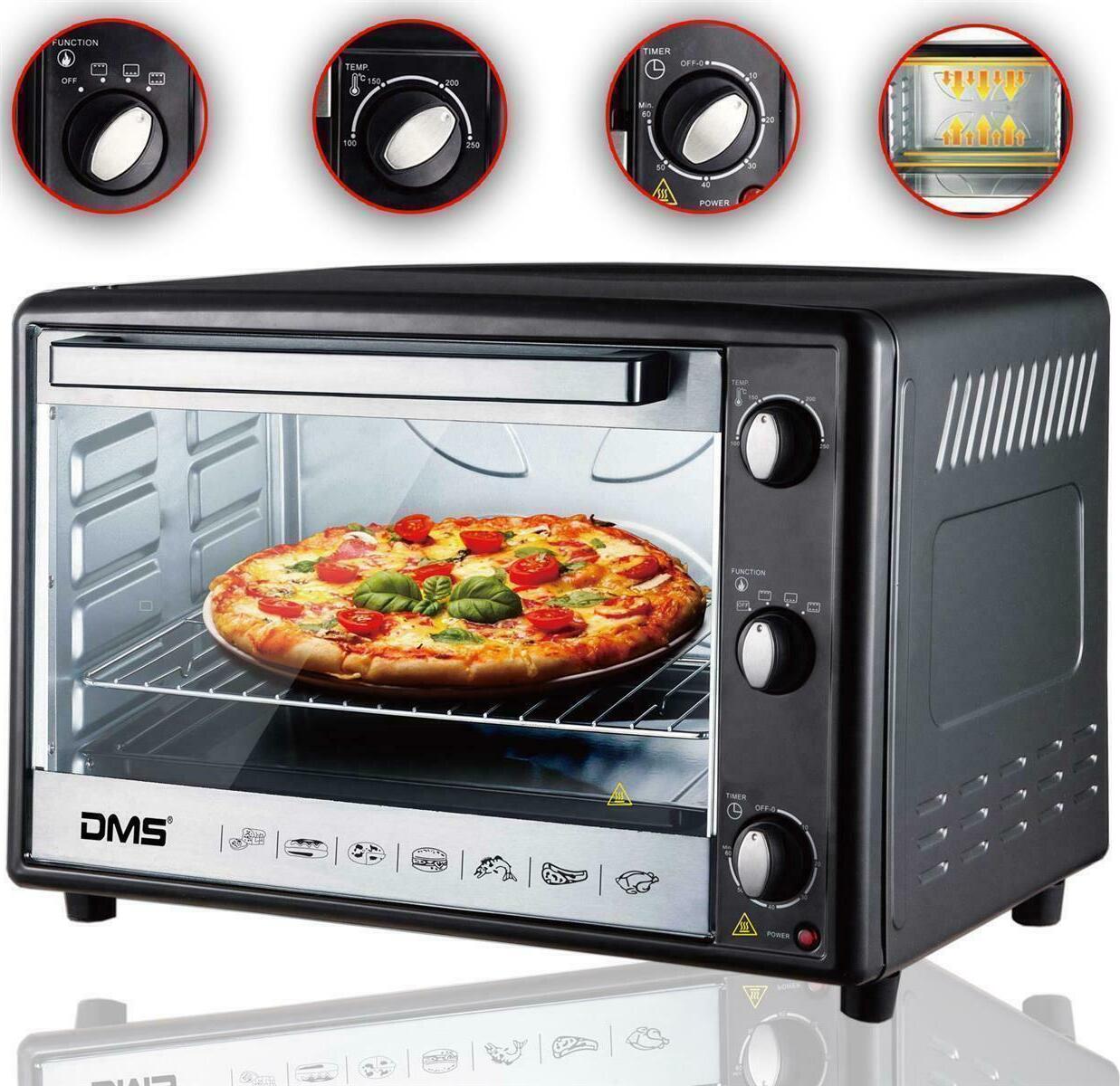 DMS® Backofen 48L Mini-Backofen Pizzaofen Ofen Grill Timer Mini Ofen 48S 2000W OCR48D