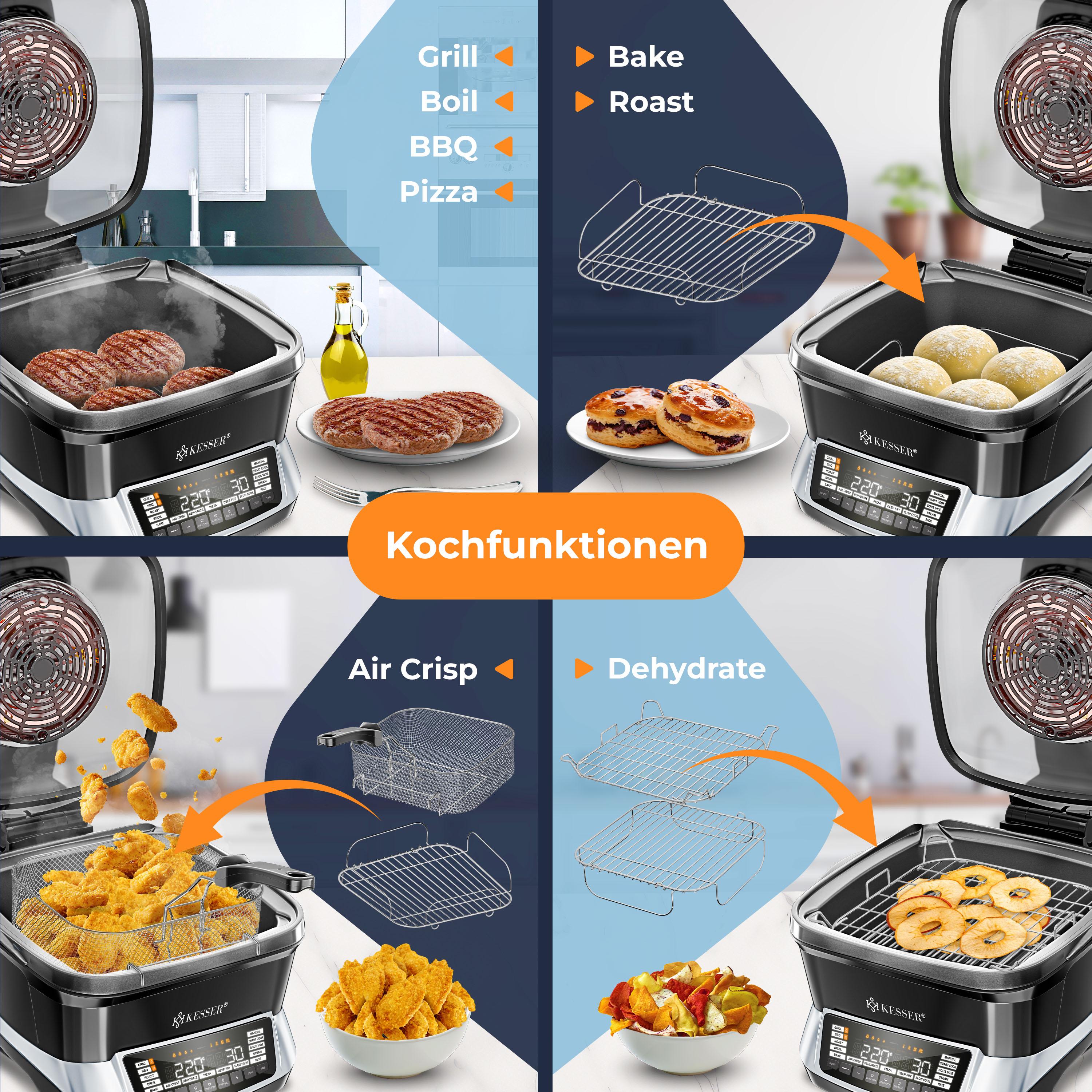KESSER® Multikocher Küchengerät mit 16 Programmen - Grillen, Backen, Dampfgaren