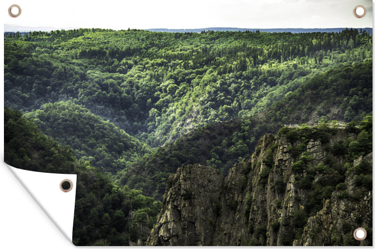 MuchoWow® 90x60 cm Outdoor-Poster Gartendeko Sichtschutz Garten Poster für den Garten Bodetal in Thale, Hexentanzplatz, Nähe Harz, Sachsen-Anhalt, Deutschland 133|180019096