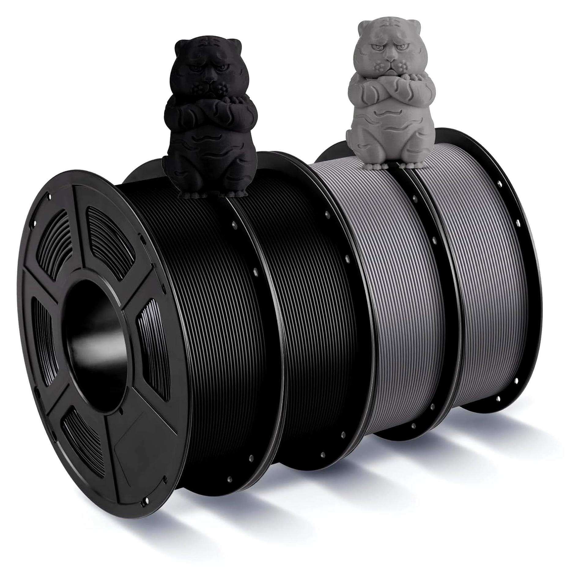 Markenlos PLA Filament 1,75 mm 4 kg, 3D-Drucker Filament, Filament-3D-Druckmaterialien Schwarz und Grau