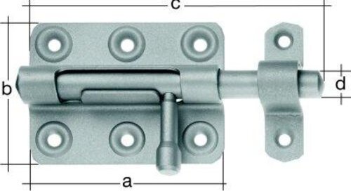 ALBERTS Bolzenriegel, mit befestigter Schlaufe, disp., Platte LxB 80x59 mm,Ges.-L125mm 128975