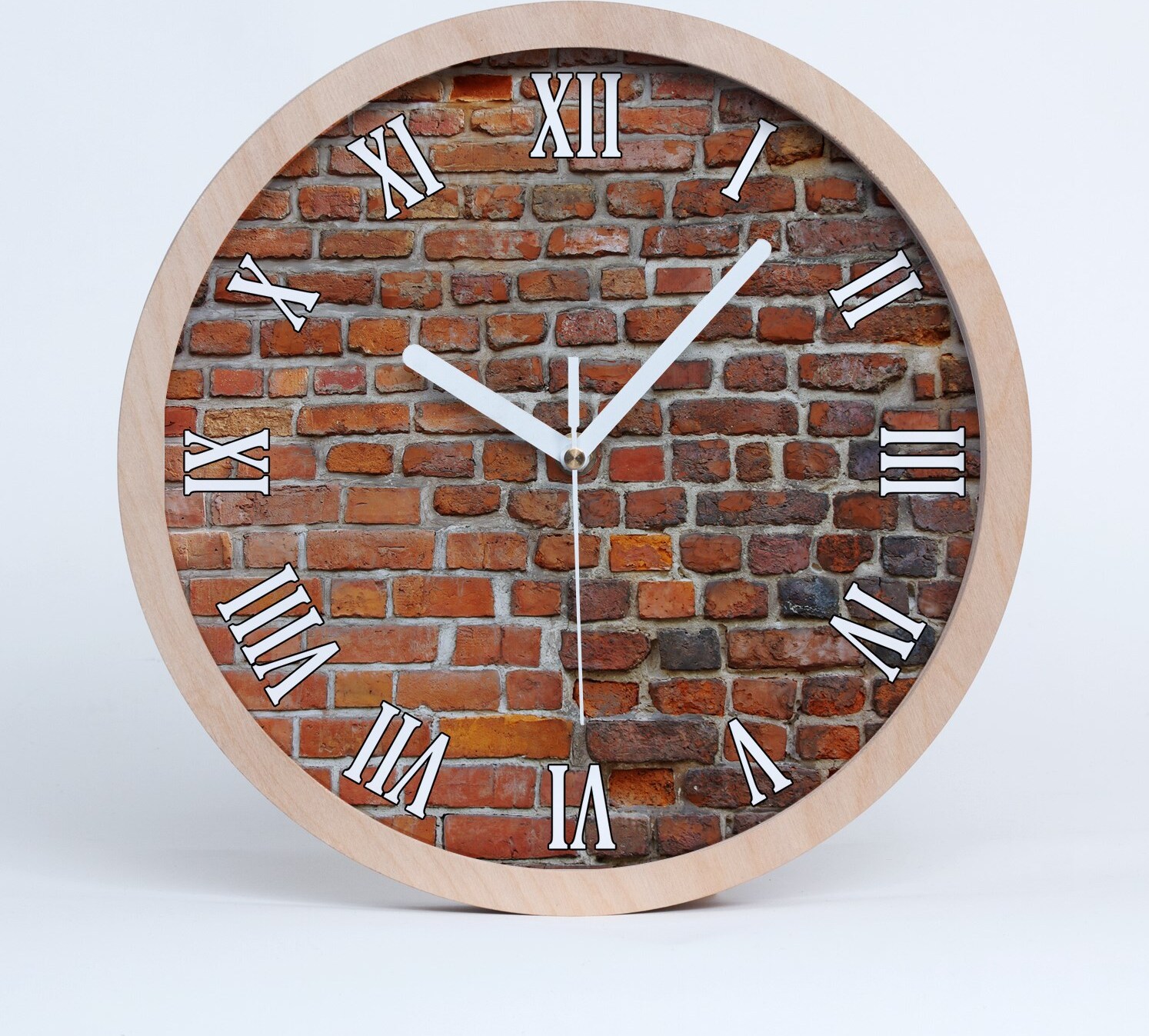 tulup Holzuhr 25fi cm wanduhr - weiße Spitzen - Ziegelwand zdo-25-b-33247494