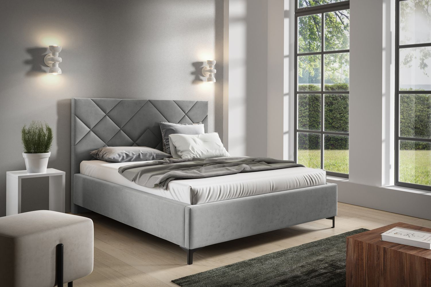 Čalúnená posteľ 140x200 ODETA 11 - svetlo šedá