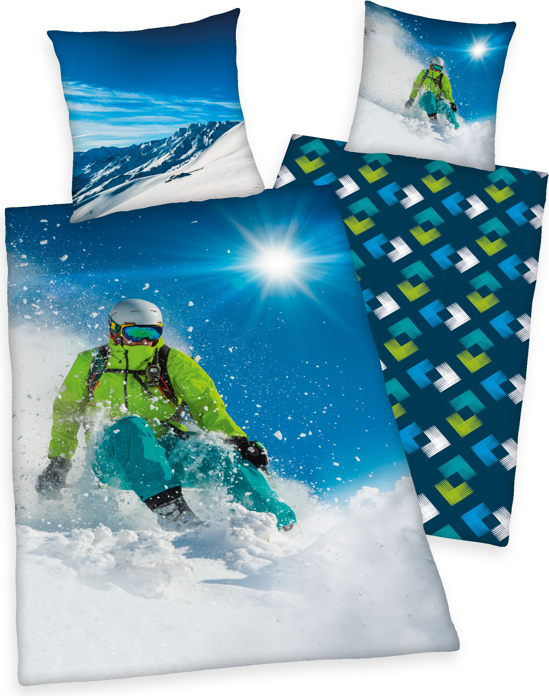 Herding ( Young Collection ) Skifahrer Bettwäsche / Kinderbettwäsche, 100% Baumwolle ( Renforcé ), 80x80 + 135x200 cm 4459251050