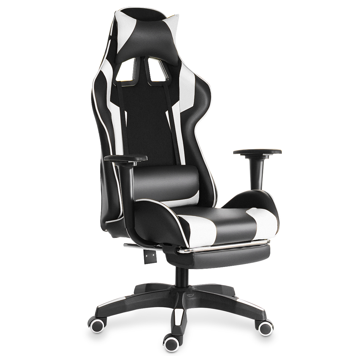 Blau Gaming Stuhl Racing Bürostuhl Schreibtischstehl Drehstuhl Sportsitz 135° DE